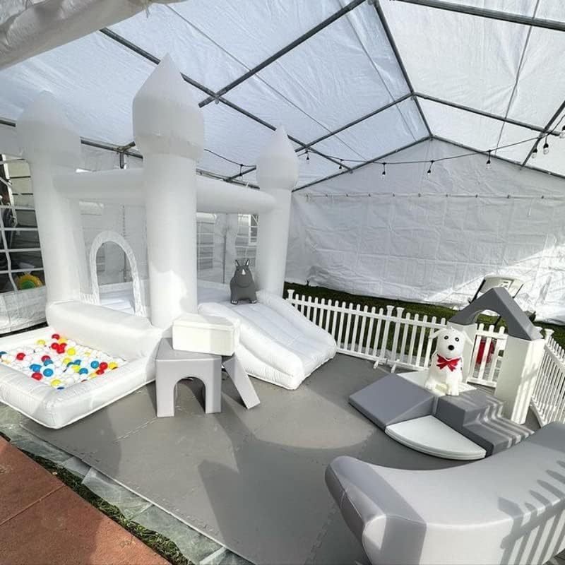 US Local White Bounce House, Castle Theme Kids Inflatable Trampoline With UL Blower, Durable And Easy To Set Up, Safe And Fun For Active Kids