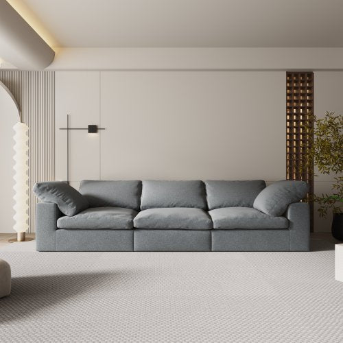 US Local F-Concept Chenille Fabric Upholstered Sofa, Oversized Comfy Cloud 3-Seater Sofa Couch, Double Plush Cushion For Living Room,Grey