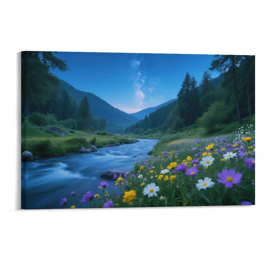 Decorative Interior Frame Painting Mountain-river-starry-summer-6