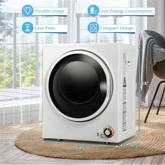 US Local 850W Compact Portable Clothes Dryer - 10 Lbs Wet Capacity, 5.5 Lbs Dry Load, Quiet Design  For Apartments Dorms