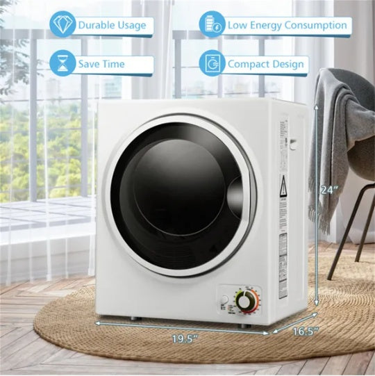 US Local 850W Compact Portable Clothes Dryer - 10 Lbs Wet Capacity, 5.5 Lbs Dry Load, Quiet Design  For Apartments Dorms