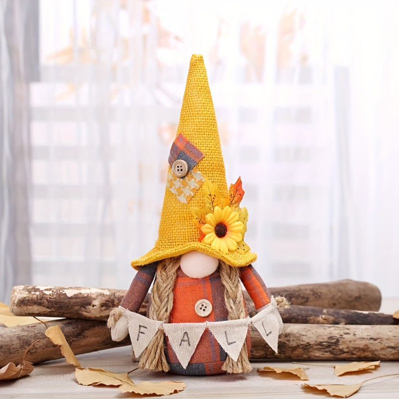 Harvest Maple Leaf Decoration Thanksgiving Faceless Doll