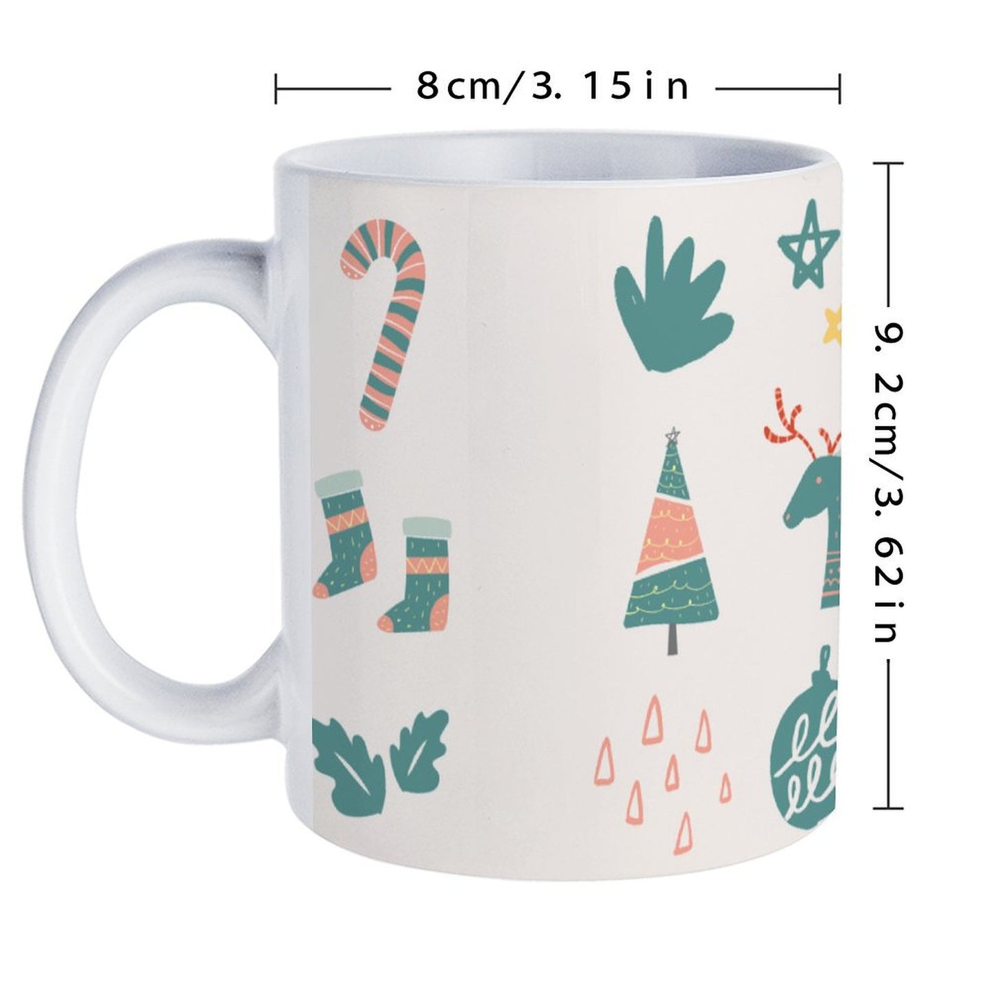 POD US Local White mug with full print, Christmas Sugar Candy 0099