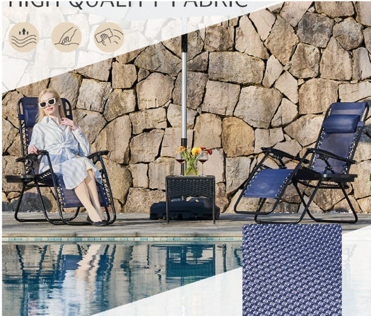 US Local Set Of 2 Zero Cravity Lounge Chairs,Outdoor Patio Folding Recliners For Pool Beach With Pillow And Cup Holder