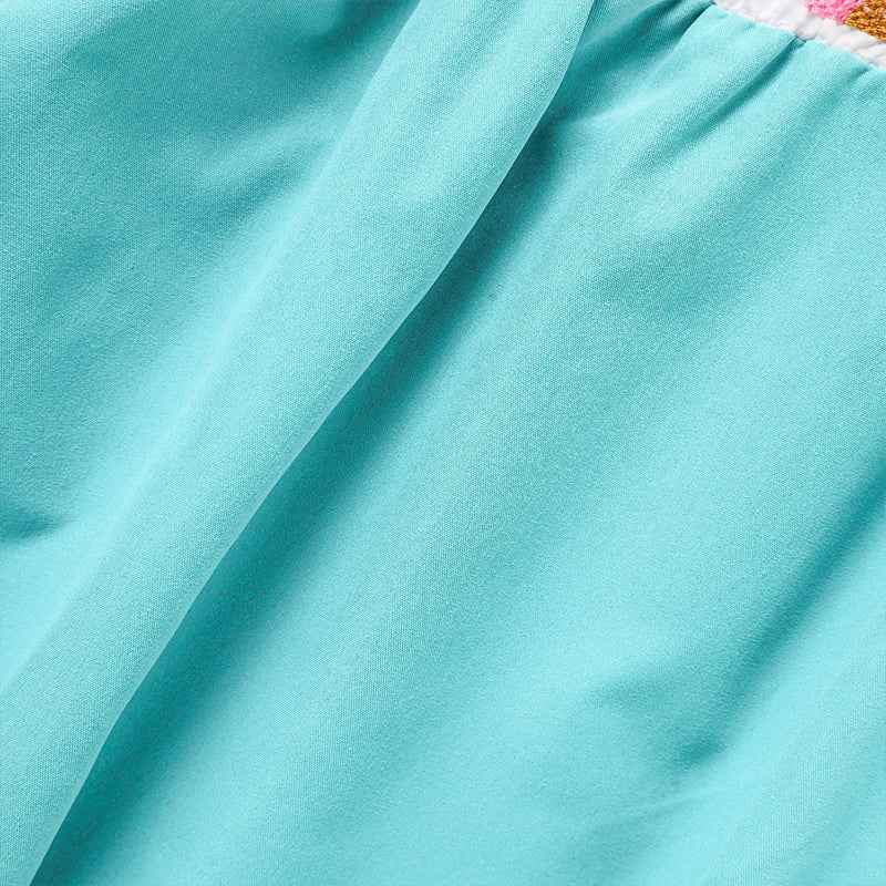 US Local Baby Girl Comforable Bunny Romper Set, Bubble Sleeve Onesie With Bow Rabbit Embroidery