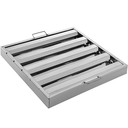 US Local VEVOR Pack Of 6 Hood Filters 19.5W X 19.5H Inch, 430 Stainless Steel 4 Grooves Commercial Hood Filters, Range Hood Filter For Grease Rated Commercial Kitchen Exhaust Hoods