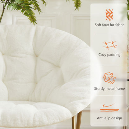 US Local Comfortable Disc Chairs Faux Fur Furniture Bedroom Living Room  Size White