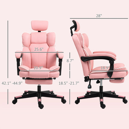 US Local PU Leather Office Chair, Executive Desk Chair With Headrest, Foot Rest, Swivel Wheels, Reclining Computer Chair