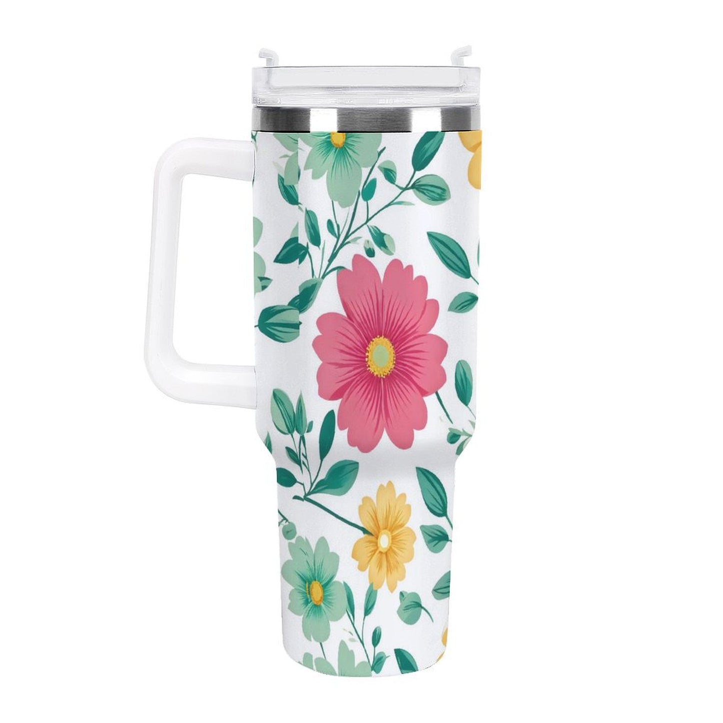 PHDT00372 POD US Local Tumbler 40 oz Large Capacity Car Cup Flowers, Leaves, Spring
