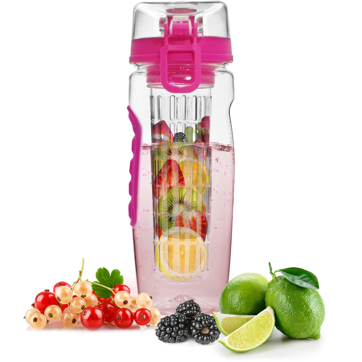 US Local 3 Color Options - 1Pc Fruit Infuser Water Bottle 32OZ Juice Shaker Sport With Flip Top Lid Anti-Slip Grips For Office Home Sport Running Walking Hiking
