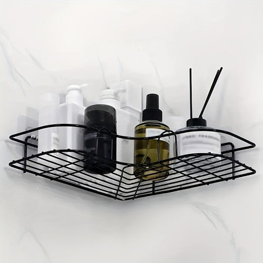 US Local 1pc Wall Mounted Bathroom Shelf, Shower Caddy Rack, No Punching Triangle Storage Rack For Bathroom Kitchen, Bathroom Accessories