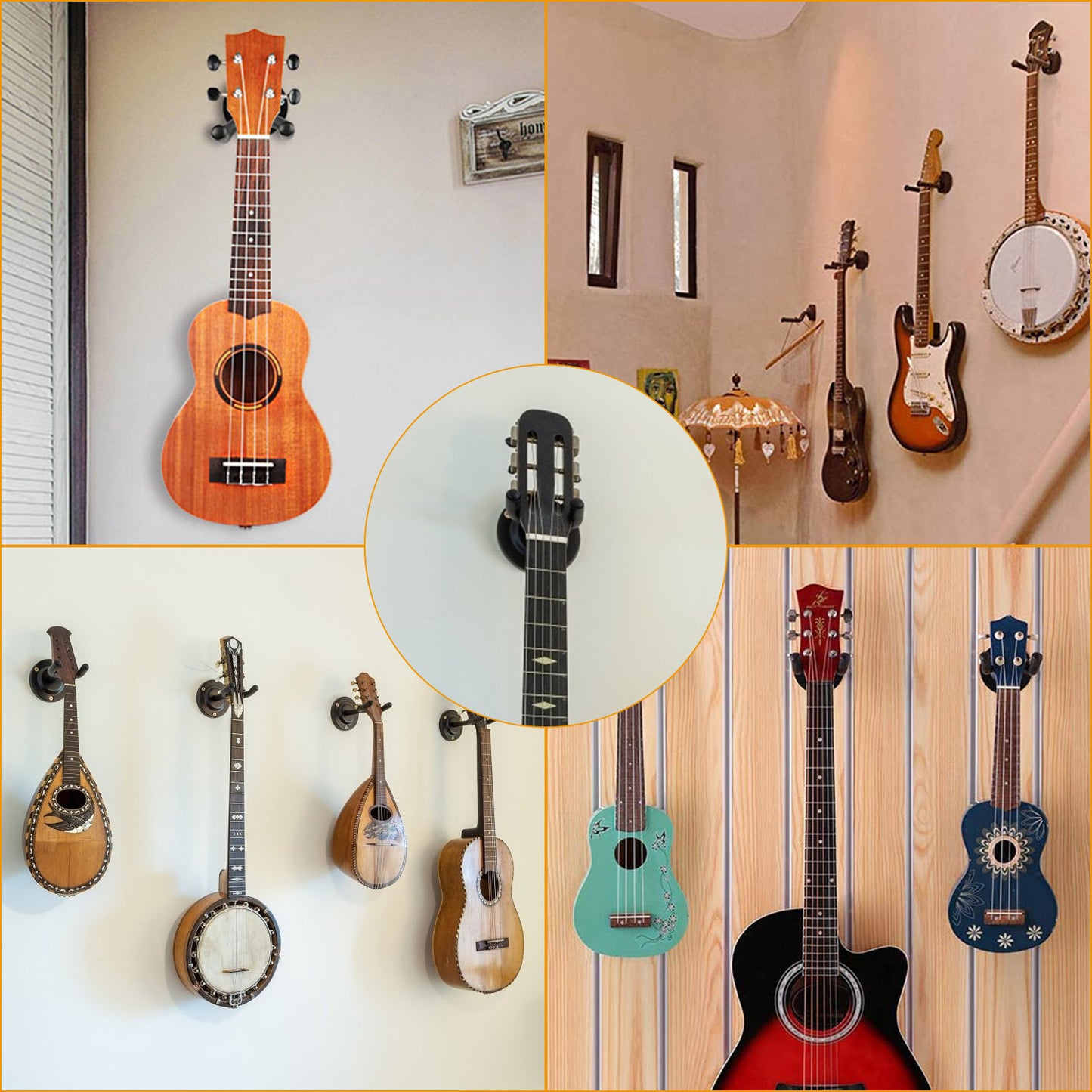 US Local Wall Mount Guitar Hanger Padded Steel Guitar Bracket Holder Hook Rack For Electric Acoustic Bass Guitars