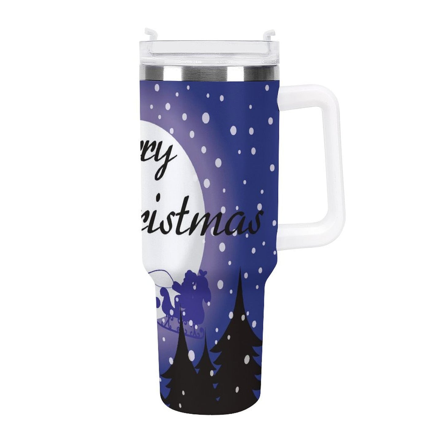 PHDT00324 POD US Local Tumbler 40 oz Large Capacity Car Cup Christmas Tree Reindeer Santa Claus Snowflake Moon Dark Blue