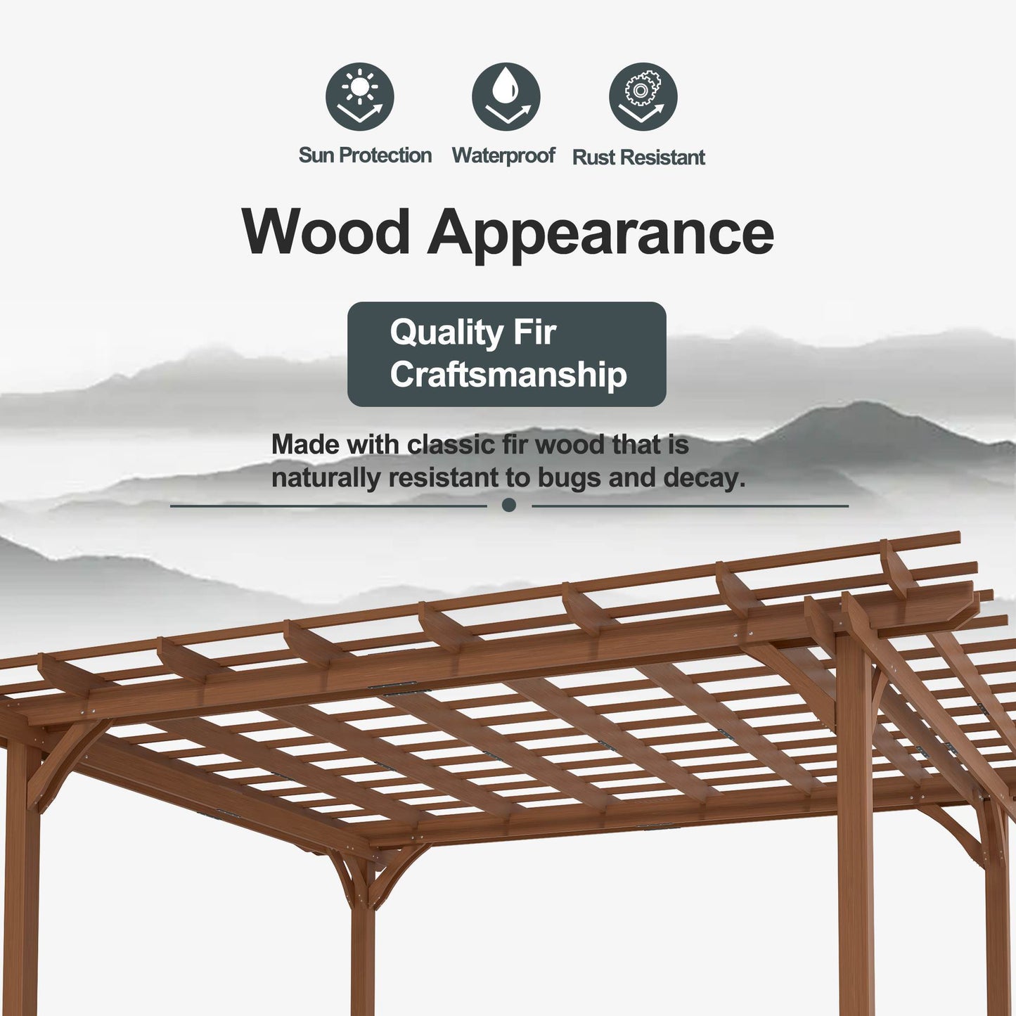 US Local Outdoor Wood Pergola, Wooden Patio Pergola Gazebo For Climbing Plant Support, Garden,Brown