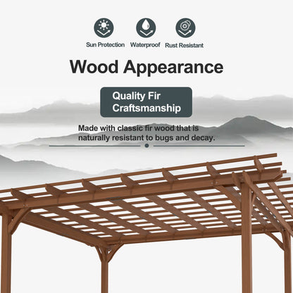 US Local Outdoor Wood Pergola, Wooden Patio Pergola Gazebo For Climbing Plant Support, Garden,Brown