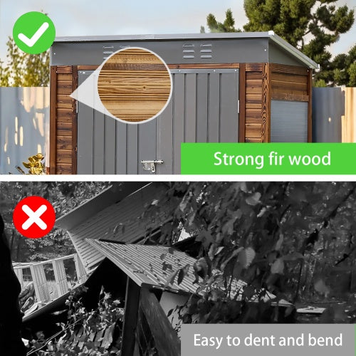 3x5FT Iron Wood Combination Tool Shed   A Perfect Blend Of Nature And Functionality