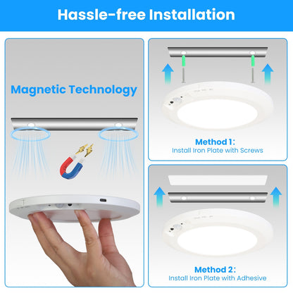 US Local 1Pack Magnetic Flush Ceiling Light Rechargeable Motion Sensor Ceiling Light Wireless Ceiling Light With Timer Remote Stepless Dimmable For Closet Stairs Garage Bathroom