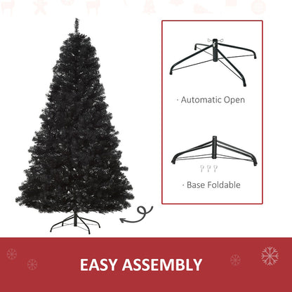 US Local 7ft Artificial Christmas Tree Unlit Douglas Fir With Realistic Branches And 1346 Tips, Black Halloween Style