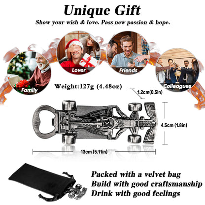 US Local Exquisite Racing Bottle Opener,Meticulously Designed And Made Of Durable Materials, Perfect For Opening Bottles During Sports Events, Parties, Or At Home. Includes A Black Drawstring Bag.