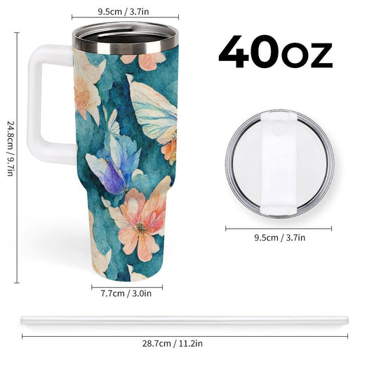 PHDT00138 POD US Local Tumbler 40 oz Large Capacity Car Cup Flowers Butterfly