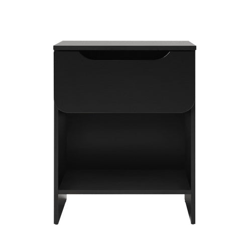 US Local Modern Minimalist 1-Drawer Nightstand With Cubby Black
