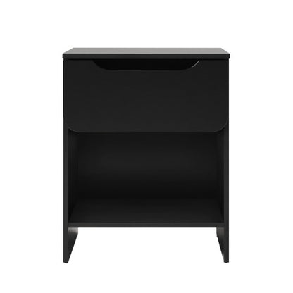 US Local Modern Minimalist 1-Drawer Nightstand With Cubby Black