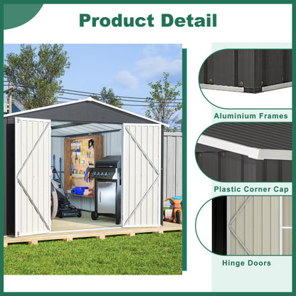 US Local Outdoor Storage Shed 10x12 FT, Utility Metal Tool Storage With Lockable Doors And Updated Frame Structure, Large Metal Garden Shed For Backyard, Patio Lawn, Black