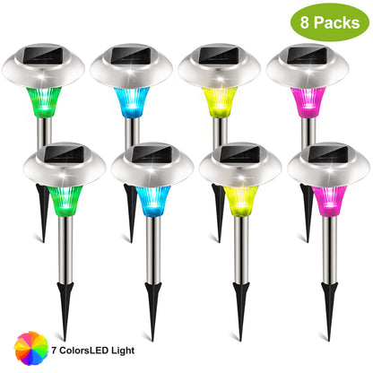 US Local 24 Pcs 12Pcs 8Pcs 4Pcs Solar Garden Lights IP44 Waterproof 7 Color Changing For Yard Driveway Walkway