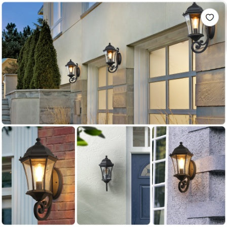 US Local 1-Pack Vintage Wall-Mounted Outdoor Lantern Light  Elegant Black Metal Sconce For Porch, Patio, And Garden Lighting  Bulb Not Included