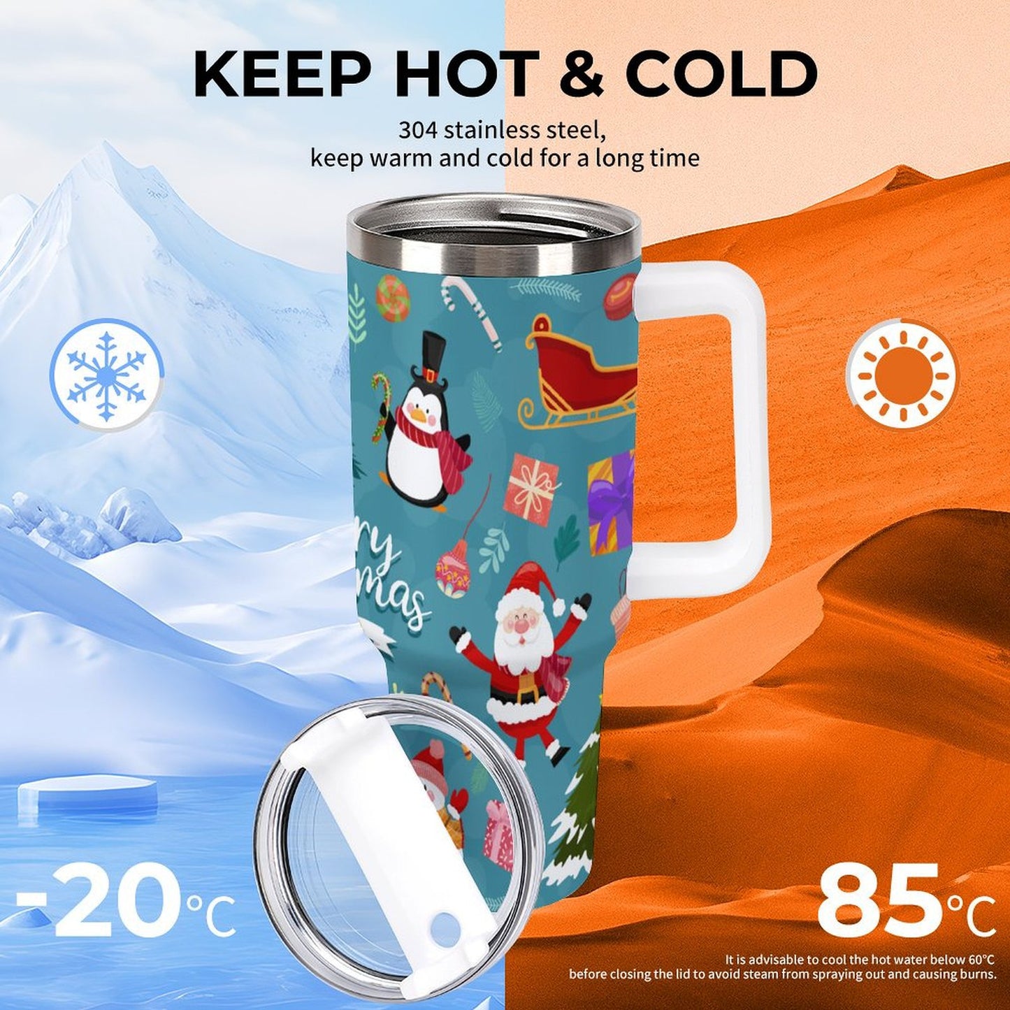 PHDT00083 POD US Local Tumbler 40 oz Large Capacity Car Cup Christmas Bird Pink Branches