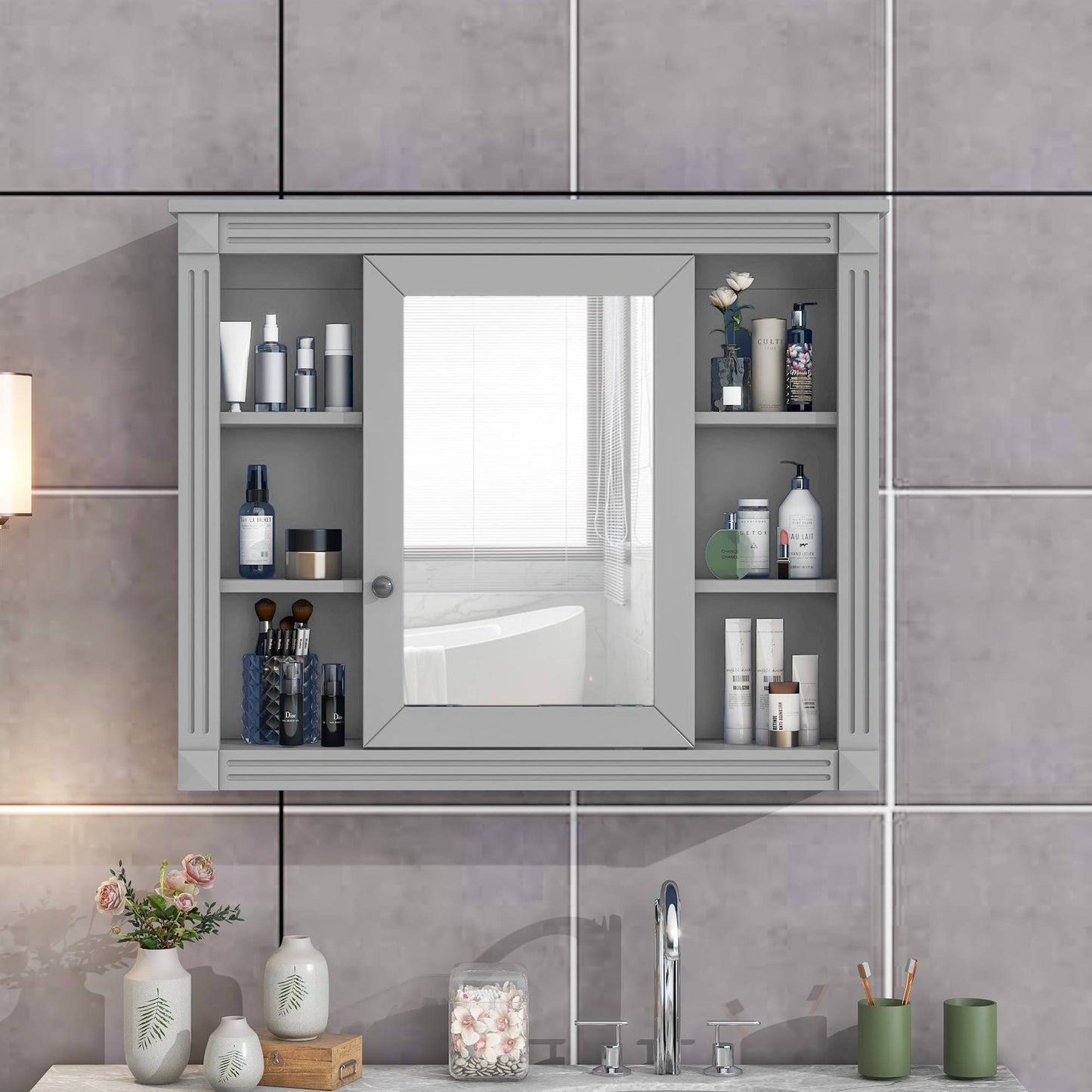 US Local Wall Mounted Bathroom Storage Cabinet Bathroom Wall Cabinet With Mirror