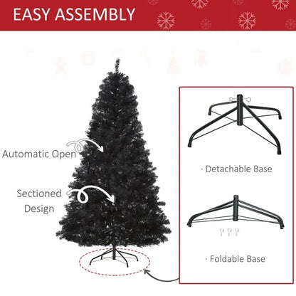 US Local 7 Ft Artificial Christmas Tree Unlit Douglas Fir With Realistic Branches And 1346 Tips, Black Halloween Style