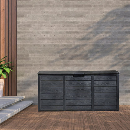 US Local Pure Black Courtyard Storage Box With Two Wheels