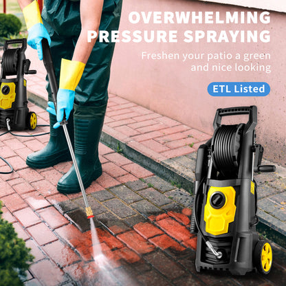 US Local VEVOR Electric Pressure Washer, 2000 PSI, Max. 1.76 GPM Power Washer W 30 Ft Hose, 5 Quick Connect Nozzles, Foam Cannon, Portable To Clean Patios, Cars, Fences, Driveways, ETL Listed