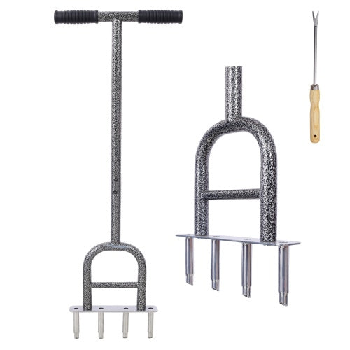 US Local Lawn Coring Aerator, 4 Corer Plug Aerator Tool With Soft Rubber Grip, Manual Grass Aerating Tool, Garden Tool & Cleaning Hand Tool For Loosening Soil And Improving Lawn Health