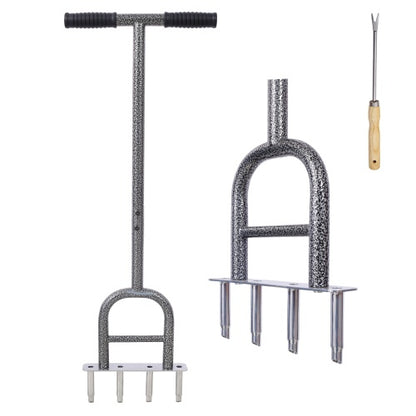 US Local Lawn Coring Aerator, 4 Corer Plug Aerator Tool With Soft Rubber Grip, Manual Grass Aerating Tool, Garden Tool & Cleaning Hand Tool For Loosening Soil And Improving Lawn Health