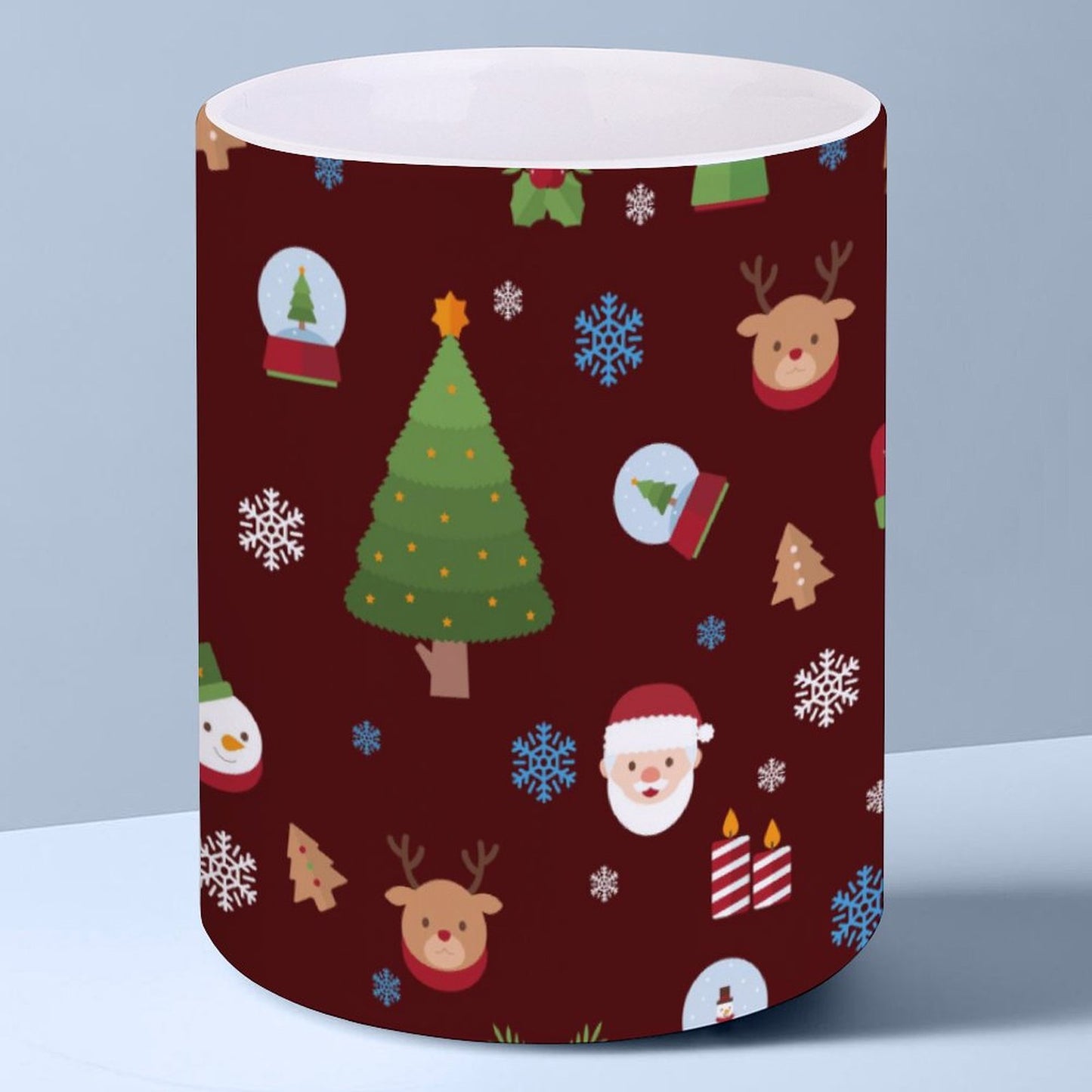 POD US Local White mug with full print, Christmas Tree Santa Snow Red 0010