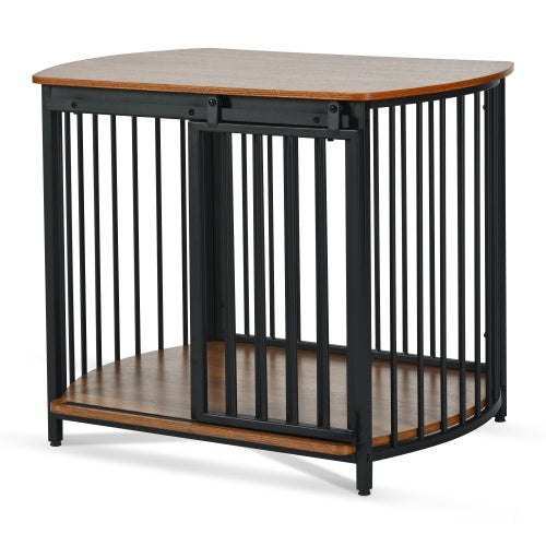 US Local 31.5 Furniture Style Dog Crate For Small And Medium Dogs, Wooden Cage Indoor Kennel Furniture, Modern Dog Crate End Table With Double-Doors