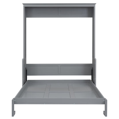 US Local Queen Size Murphy Bed With A Shelf, Gray