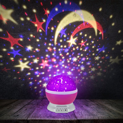 US Local Pink-Blue Options -- 1Pc LED Star Sky Projector Night Light Kids Rotating Starry Night Lamp USB Sleep Light Xmas Gift