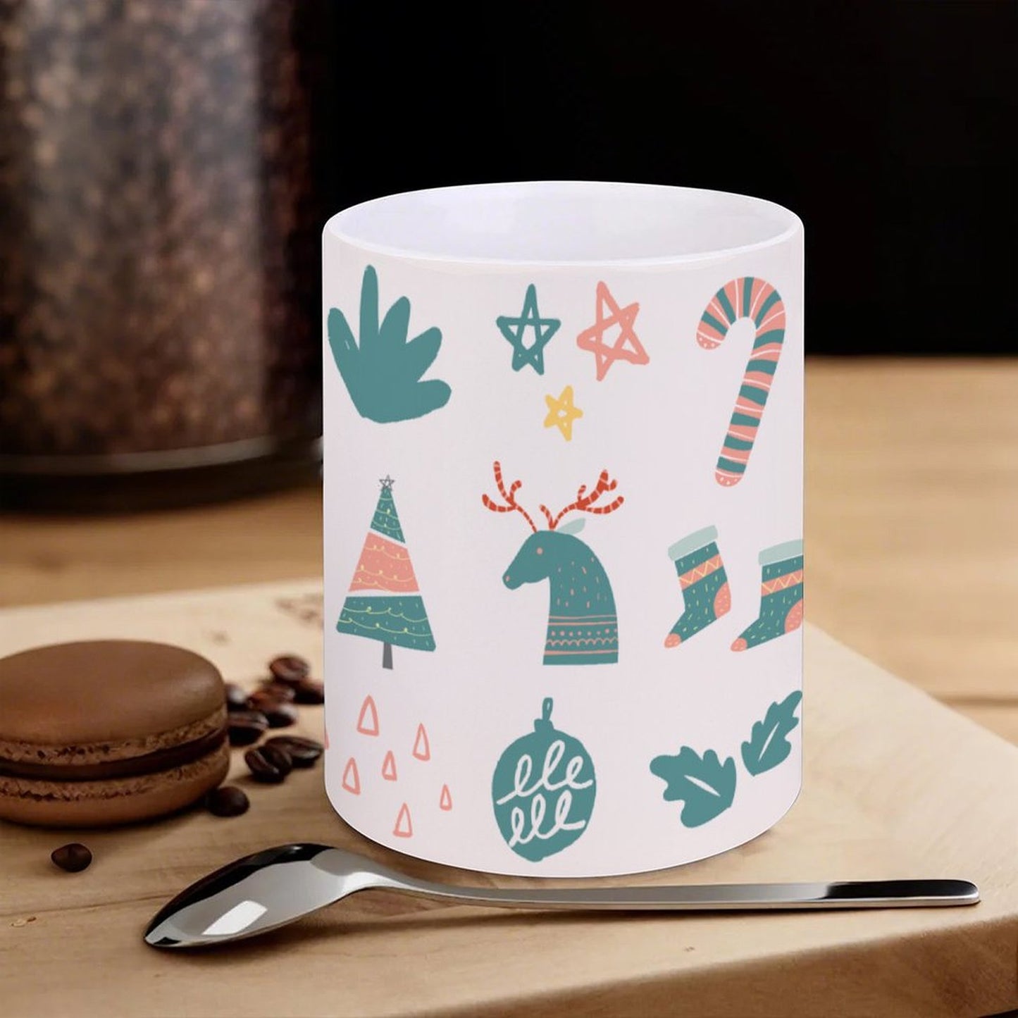 POD US Local White mug with full print, Christmas Sugar Candy 0099