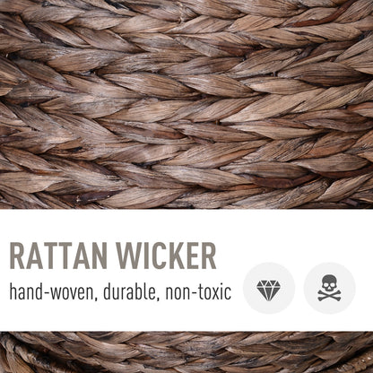 US Local Handmade Wicker Elevated Cat Bed With Cushion Dark Brown For Kittens