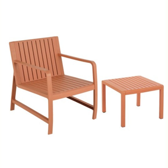 US Local 2-Piece Indoo Outdoor Furniture Set 1 Chairs & 1 Coffee Tables Waterproof PP Material - Easy Assembly Patio Conversation Set