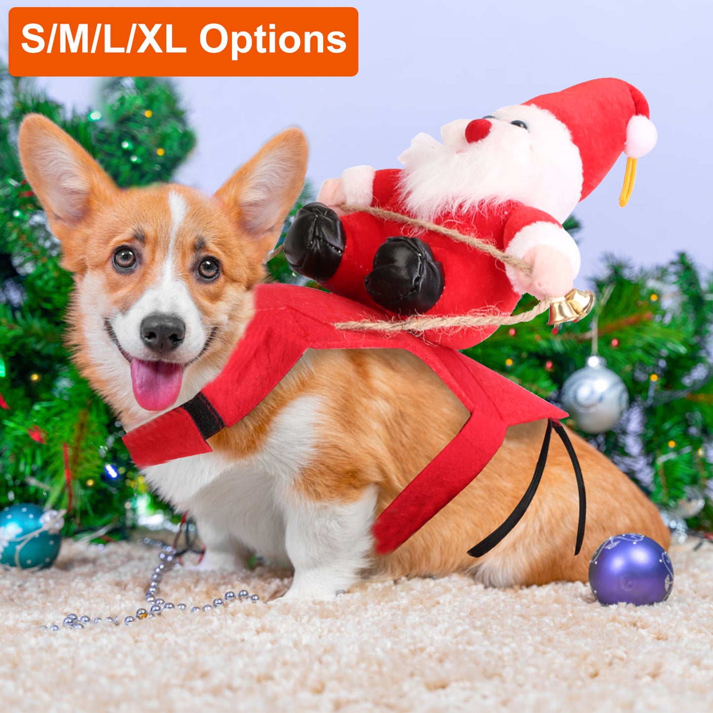 US Local S-M-L-XL Options -- 1Pc Pet Christmas Costumes Red Winter Coat For Dog Riding Santa Claus With Bell Clothes New Year Outfit Cosplay Costumes Party Dress Up For Cats