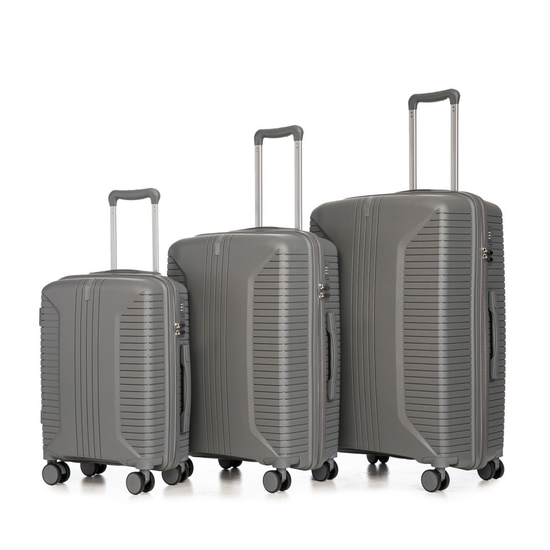 US Local 20   24   28  3 Pcs  Set In PP Spinner Wheel Luggage, Carry On Suitcase, Matching Color, Combination Lock