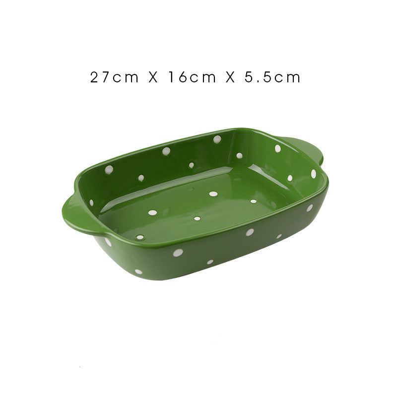 Ceramic Dot Cheese Baked Rice Plate Household Microwave Oven