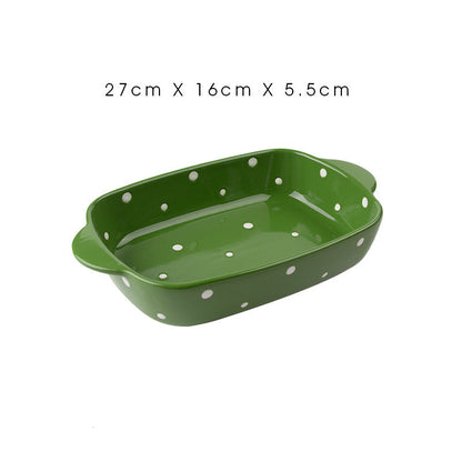 Ceramic Dot Cheese Baked Rice Plate Household Microwave Oven