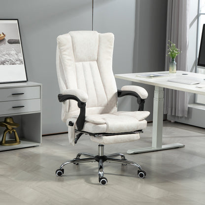 US Local Massage Office Chair With 6 Points And Heat, Reclining Computer Chair With Adjustable Height And Footrest, White