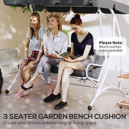 US Local Outdoor Bench Cushion Tufted 3-Seater For Swing Chair Patio Sofa Dark Gray