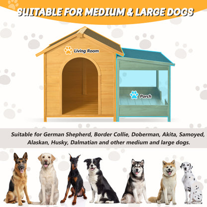 US Local Large Wooden Dog House With Porch